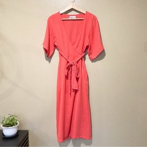 Urban Outfitters wrap dress coverup Kayla coral red